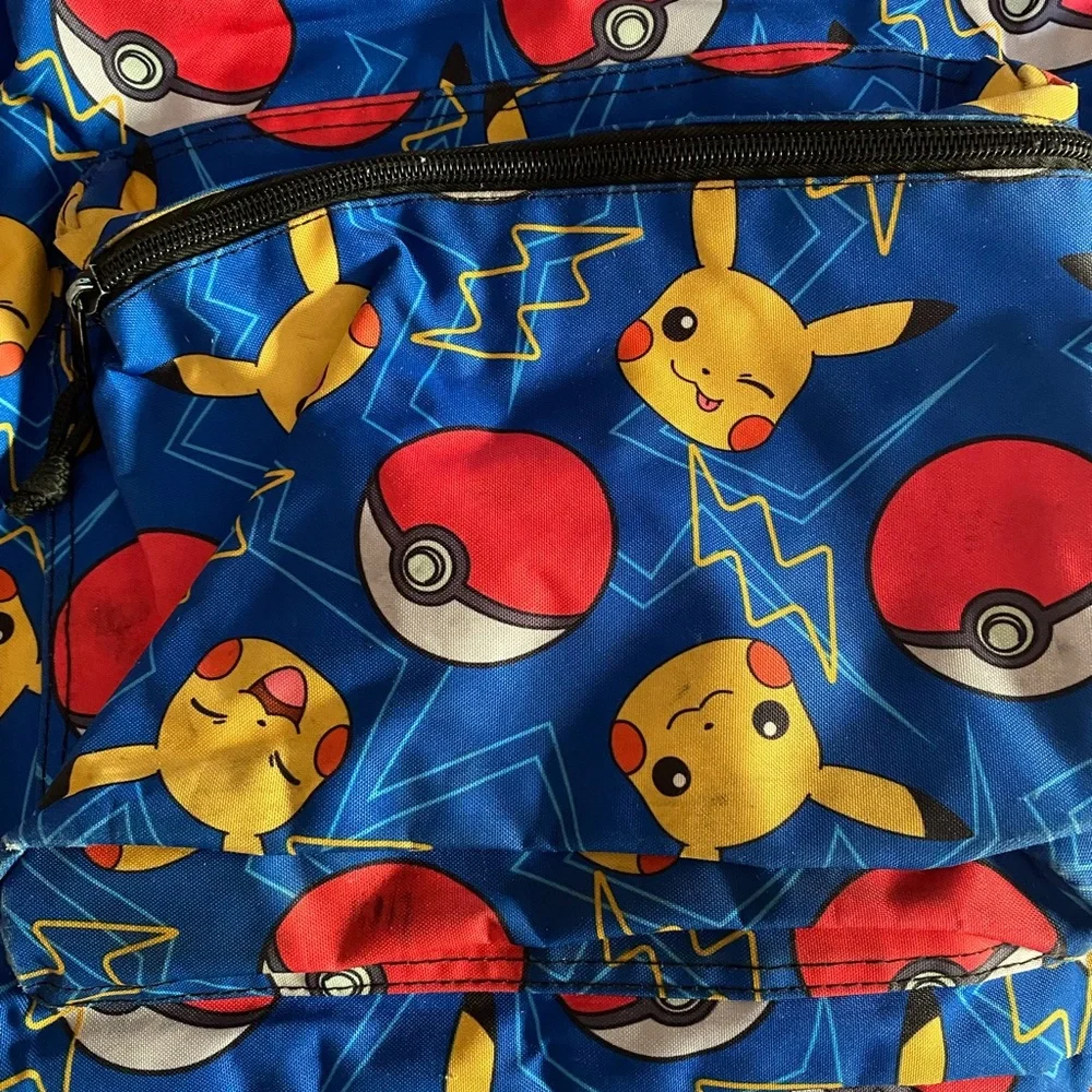 Pokemon Pikachu and Poké Ball Blue Backpack 16”‎ CLEAN
